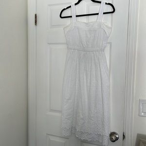 Madewell white eyelet tiered midi dress
